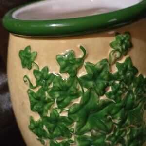 Vintage WMG 07 Ceramic Canister With Ivy Design 10" Tall Dishwasher & Microwave
